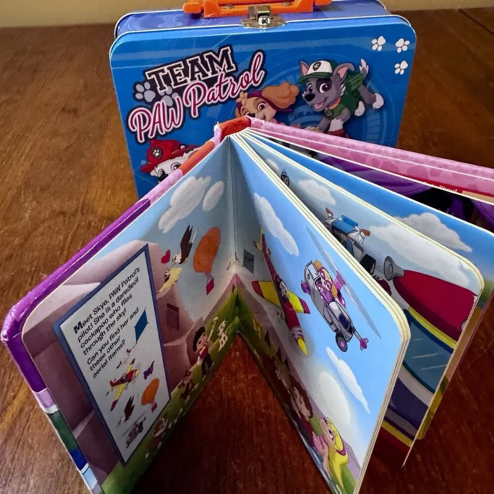 Paw Patrol Metal Lunch Box Tin Handle “Search With Skye” Board Book Nickelodeon